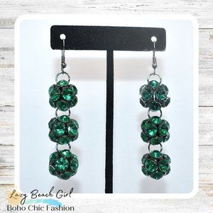 Gorgeous Green Crystal Clusters Earrings